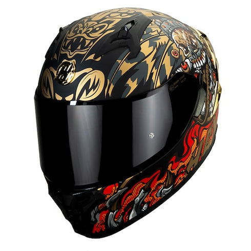 CASCO OBSIDIAN MICTLAN NEGRO DORADO MATE